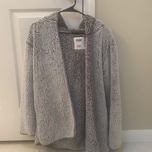 PINK fuzzy oversized coat with pockets